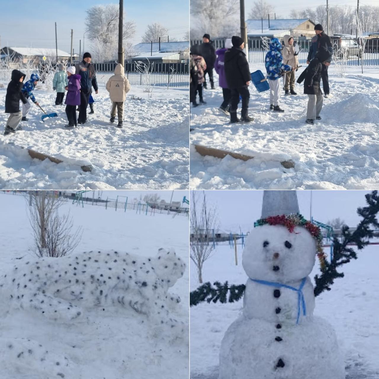 "Спорт және денсаулық күні": Ашық ауадағы қозғалмалы ойындар, қардан мүсіндер жасау.
